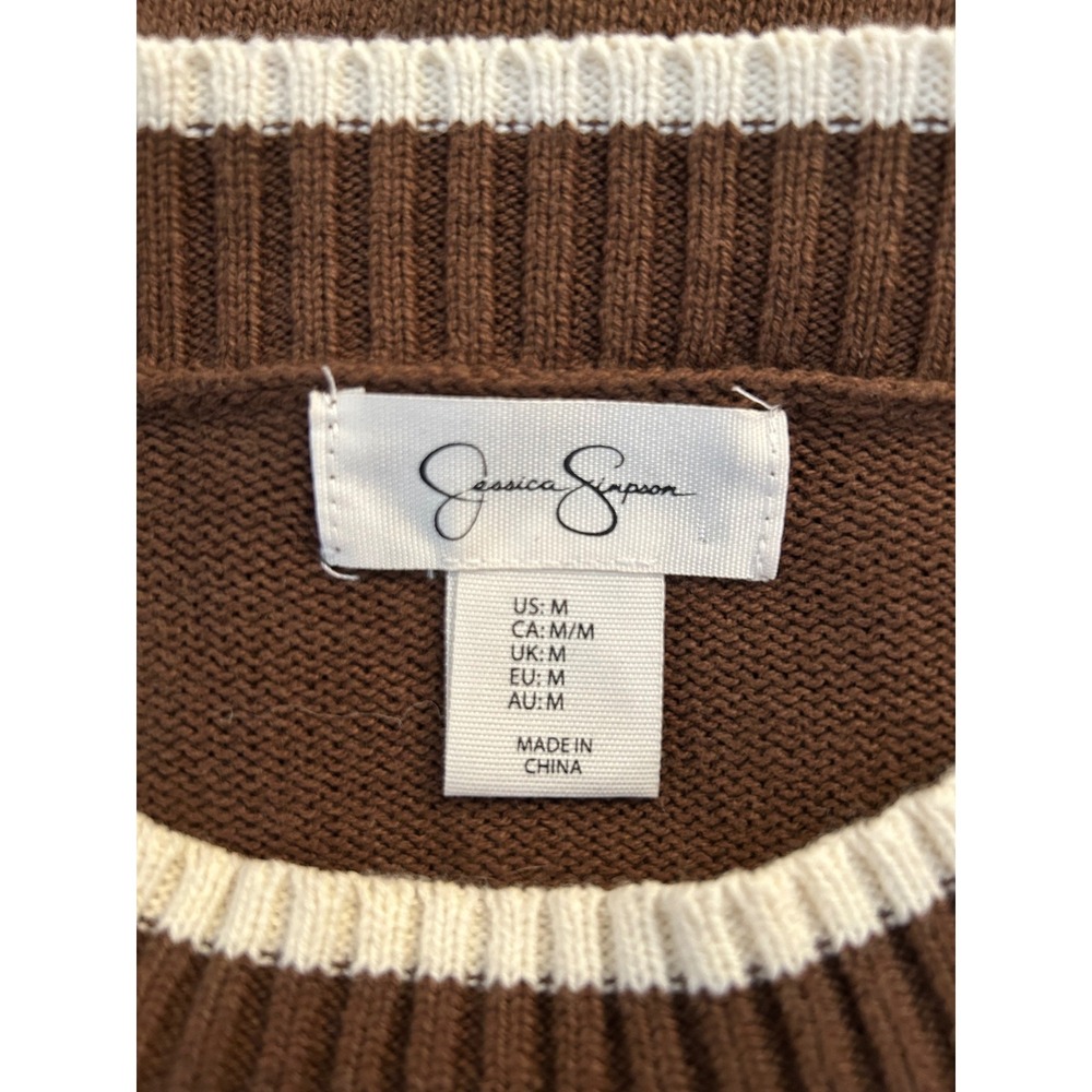 Jessica Simpson Women's Brown Sunday Funday Football Graphic Cropped Sweater M - Picture 4 of 5